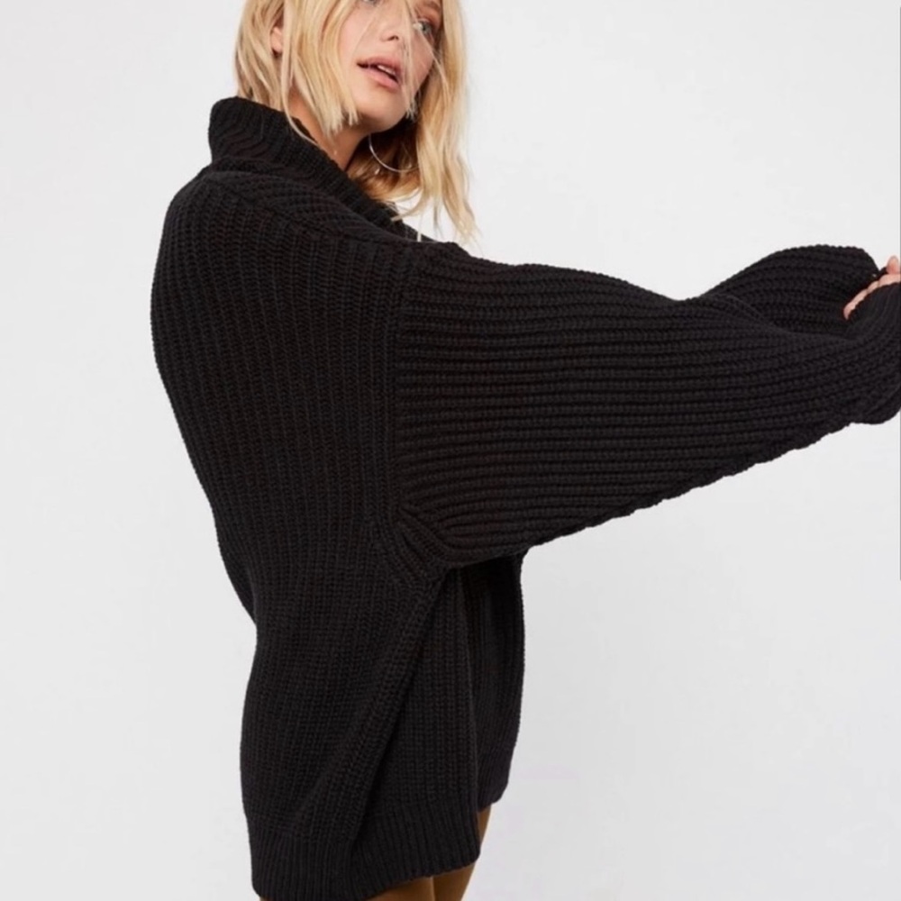 free people swim too deep turtleneck sweater xs black